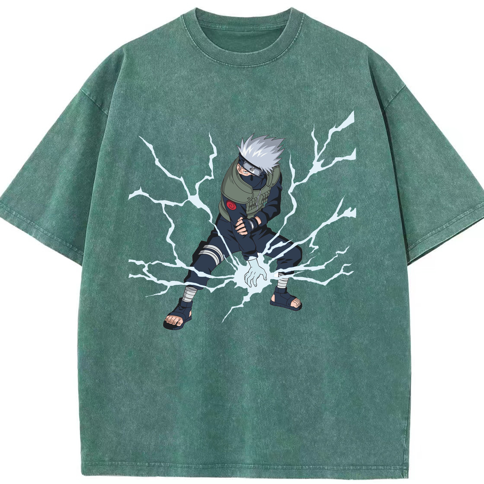 （画像用） NARUTO -ナルト- はたけ カカシ Hatake Kakashi 綿100% ヴィンテージ風 半袖Tシャツ（フロントプリント）